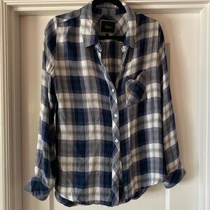 RAILS BLUE GREEN WHITE PLAID BUTTON DOWN SHIRT